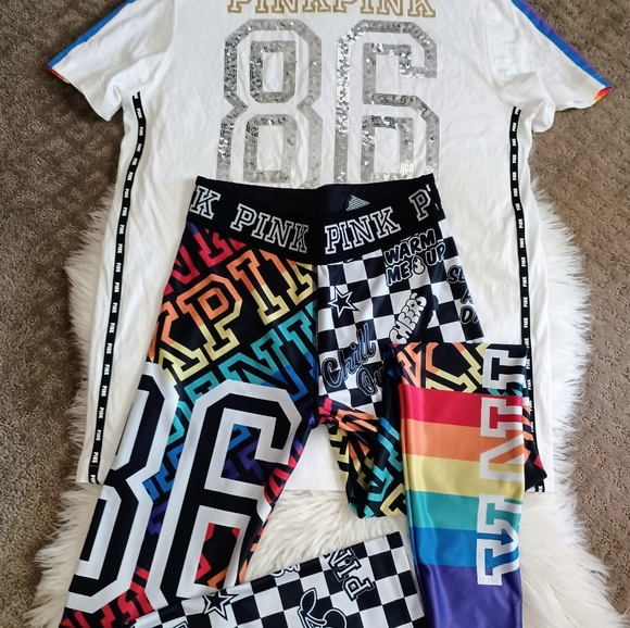 RARE HTF VS PINK LG SHIRT 2018, MED LEGGINGS GORGEOUS OUTFIT - Picture 15 of 16